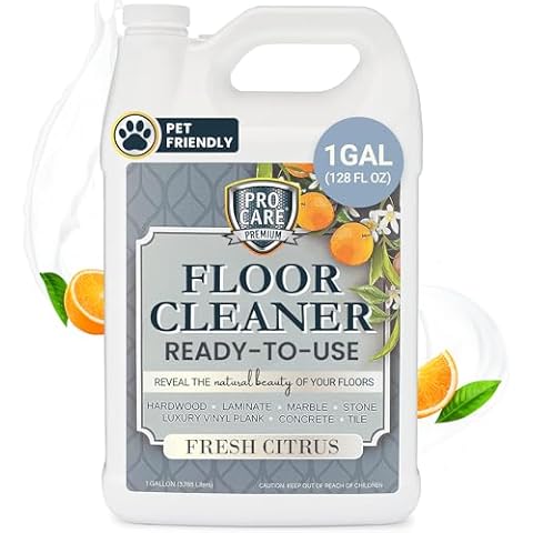 Procare Citrus Floor Cleaner (Made in USA) | Tile, Stone, Laminate, Vinyl & Natural Wood Floor Cleaner for Mopping, Household Supplies, Cleaning Solution with Citrus Aroma - 1 Gal (128 Fl Oz) Cover