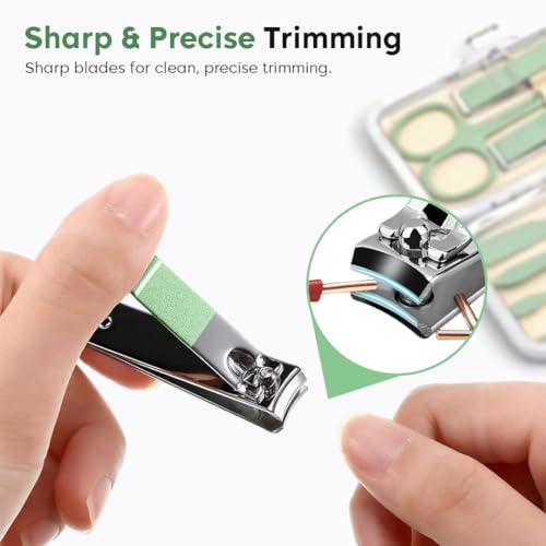 Image of Gleva 7 Pieces Nail Grooming Kit, Stainless Steel Manicure Kit, Nail cutter set, Non Slip Handle, Manicure Pedicure Kit, Nails Tool Personal Care Nail Clipper Kit with Case for Women and Men