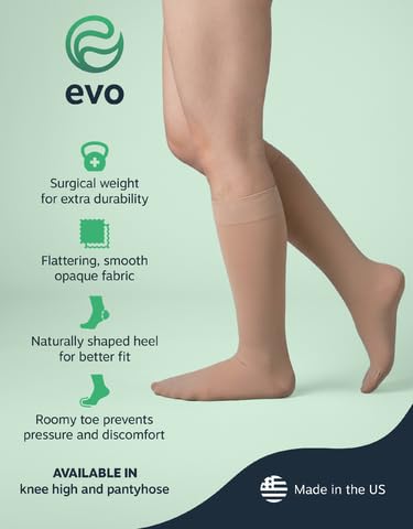 Image of EvoNation Men & Women Waist High 20-30 mmHg Graduated Compression Opaque Pantyhose - Firm Pressure Compression Garment
