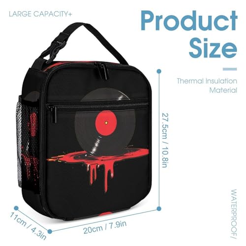 Bloody Music Vinyl Record Backpack Shoulder Bags Lunch Bag Pencil Case Box 3 Set Daypack Cute4
