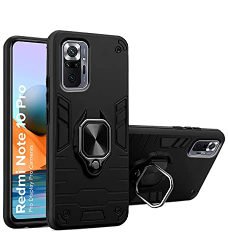Image of Pikkme D5 Tough Armor Bumper Back Cover Case for Samsung Galaxy Note 10 Pro |Ring Holder & Kickstand in-Built (Black)