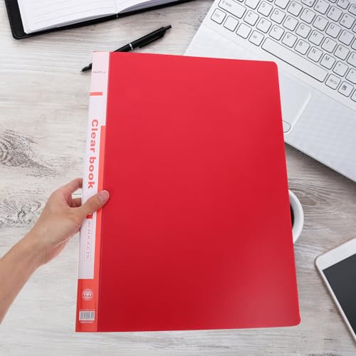 Classeur rouge PP résistant avec porte-documents transparents
