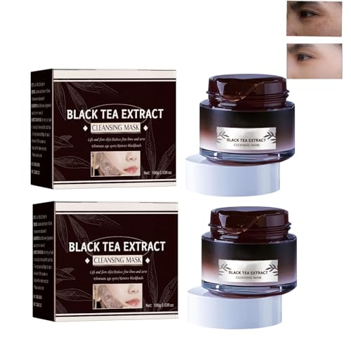 2 Pcs Tazo Black Tea Peel Off Mask, Herbal Refining Black Tea Skinning Face Mask, Black Tea Firming Overnight Mask, Blackhead Remover, Deep Cleaning Pores