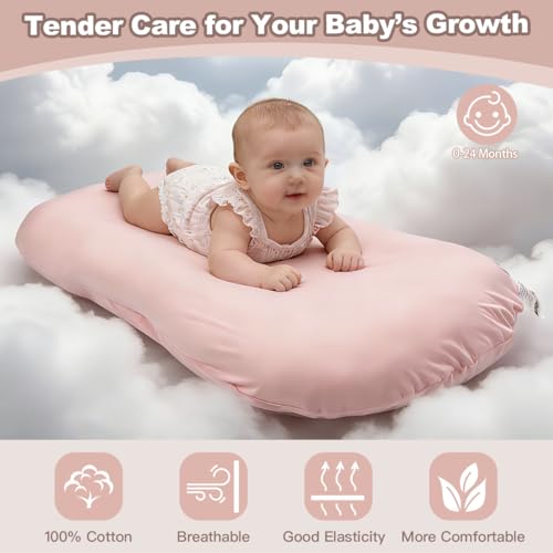 Image of Infant Support Cushion -Baby Support Cushion for Newborn, Oversized for 0-24 Months (36.5*20 inchs), Tummy Time Mat for Home and Travel, Soft Cotton, Supervised Use, Baby Essentials Gift -includ cover