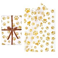 30pcs Dog Paw Tissue Paper, 20x14in Gift Wrap for Puppy Packaging, Wedding, Birthday Party Supplies (Gold)