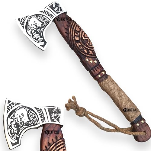 [Viking Tools] 22”Two Handed Large Berserker Axe, Large Norse Axe,Scandinavian Style Viking Axe Double Headed ax, Functional Viking Battle ax, History of Viking Norse Mythology(Large Norse Axe real)