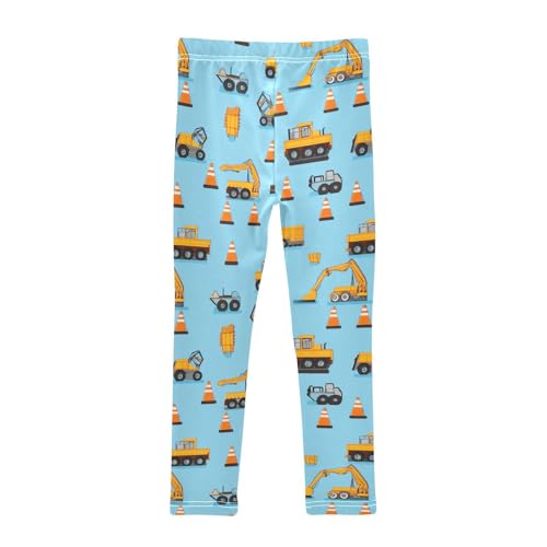 Wusikd Construction Trucks Girls' Leggings Toddler Doodles Traffic Kids Yoga Pants Dance Active Tights 4T2