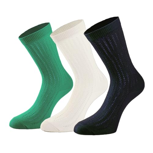 Women's Mesh Sheer Lace Cotton Crew Socks Pack Of 3