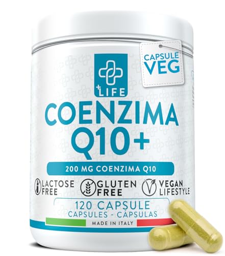 Coenzima Q10 200mg 120 Cápsulas PiùLife, Q10 Coenzima De Ubiquinona, 100% Pura Fermentada Naturalmente, Coq10 Piel, Sistema Inmunitario, Energía, Protección Contra Radicales Libres, Antioxidante