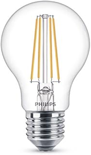 Philips LED Classic Dimmable Filament Warm White Light Bulb, Glass, Clear, E27, 8 W