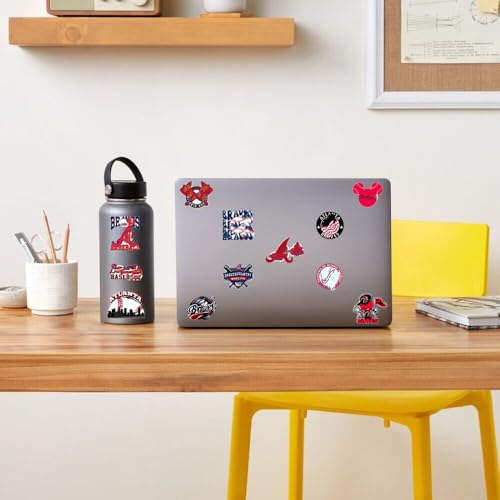 Image of 50 PCS American Sport Team Stickers Pack for Water Bottle, Laptop, Bicycle, Computer, Motorcycle, Travel Case, Car Decal Decoration Sticker (50pcs Atlanta Stickers)