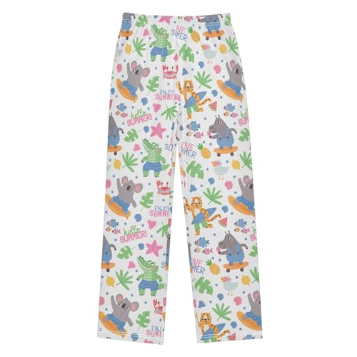 Koala Hippo Love Summer Boys Long Pants Soft Trousers Elastic Waist Kids Lounge Bottoms with Pockets S-XL