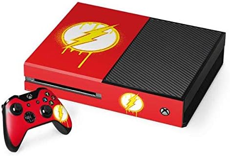 Skinit Decal Gaming Skin Compatible with Xbox One Console and Controller Bundle - Officially Licensed Warner Bros Flash Emblem Drip Design