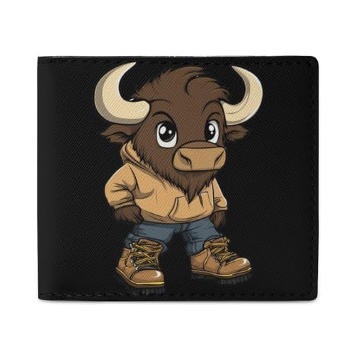 Buffalo Coin Purse PU Leather Bifold Wallet Small Change Purse Pouch Front Pocket Wallets
