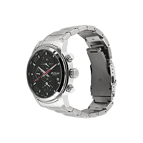 Titan Mens Analog Black Dial Silver Band Stainless Steel Watch - Image 3