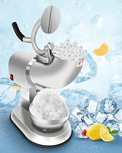 Electric Ice Shaved Machine 440Lbs/H Commercial Snow Cone Maker 110V Stainless Steel Ice Crusher With Dual Blades Safety On/Off Switch For Home And Commercial User Home And Restaurants, Bars #TOP3