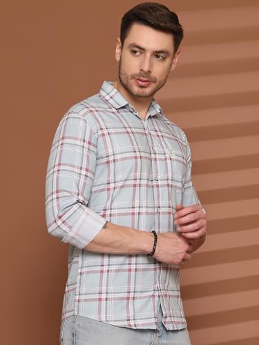 Image of Majestic Man Comfort Slim Fit Pure Cotton Checked Casual Shirt