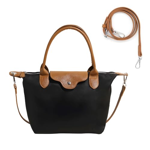 Long Keeper Sac à Main Pour Femme Jeune Fille Sacoche Chic Tendance Nylon Léger Petit Sac a Main Bandoulière Réglable Imperméable pour Quotidien Voyage Bureau (Noir)