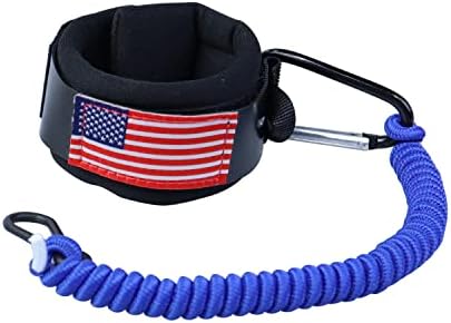 Boat Kill Switch Lanyard with Wrist Strap Compatible with Mercruiser Outboard Motor Emergency Stop Switch Safety Cord Replace 8M0092850 with USA Flag Aluminum Alloy Clip Blue