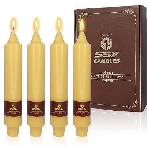 Beeswax Taper Candles 7 inch Beeswax Taper Candlesticks 4 PCS Short Candlesticks Smokeless Tapered Candle for Home Dinner Party Decoration - 8 Hour Burn Time