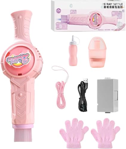 Varita Eléctrica de Burbujas de Humo Manejable | Máquina Automática Recargable USB con Guantes Mágicos + Botella + Recipiente + Accesorios | Juguete Exterior para Niños y Niñas (Rosa) Varita Eléctrica de Burbujas de Humo Manejable | Máquina Automática Recargable USB con Guantes Mágicos + Botella + Recipiente + Accesorios | Juguete Exterior para Niños y Niñas (Rosa)