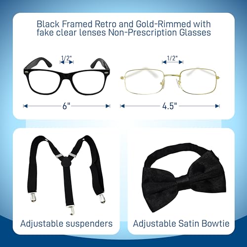 4E'S Novelty Old Man Costume 10 Pcs Set For Kids Ages 3-14 Years - 100 Days Of School Costume For Boys Dress Up Accessories Includes Wig Cane thumb #3