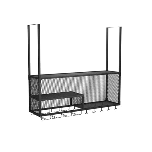 MWAYOYTE Estante Colgante para Vino, Soporte para Plantas, Soporte de Hierro Forjado para Copas de Vino, Expositor Americano para Plantas, vinos y Libros, diseño de Rejilla de Doble Capa.