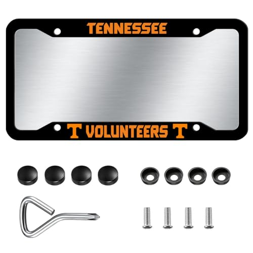 1PC Aluminum License Plate Frames for Tennessee Volunteers Metal Matte Black License Plate Holders for TSU Universal US Car License Plate Covers with Screws