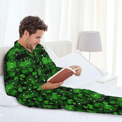 Pyjama classique vert Saint-Patrick ensemble de détente fluide pour nuit confortable - 3