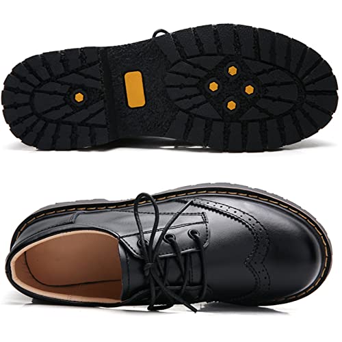 Womens Classic Oxford Shoes Lace Up Leather Perforated Low Heels Vintage Oxfords Brogues Black Us 6 #TOP3