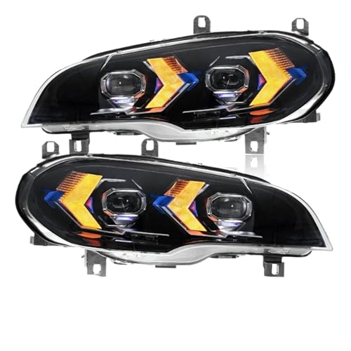 Faro delantero X5 para BMW E70 2007-2013 con Angel Eye en carretera