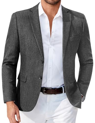 COOFANDY Blazer Mens Gray Lightweight Blazers Jacket Two-Button Sport Coat, Dark Charcoal, XL