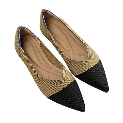 Women's Flats Shoes Pointed Toe Knit Ballet Comfortable Dressy Slip On Flat Classic Ballet Office Work Shoes4