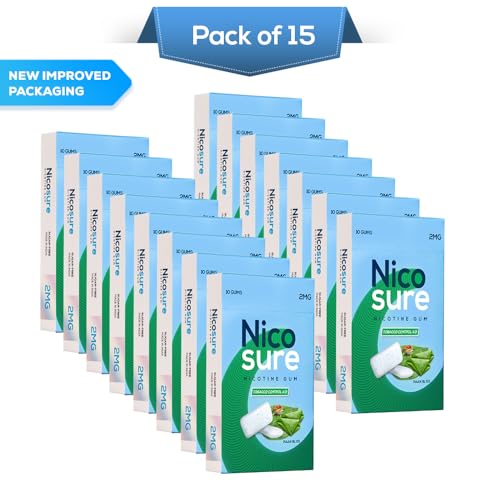 Image of Nicosure Nicotine Gum Paan Bliss-2mg-Pack of 15-150 Gums|Tobacco Control Aid|Paan Bliss|Sugar-free