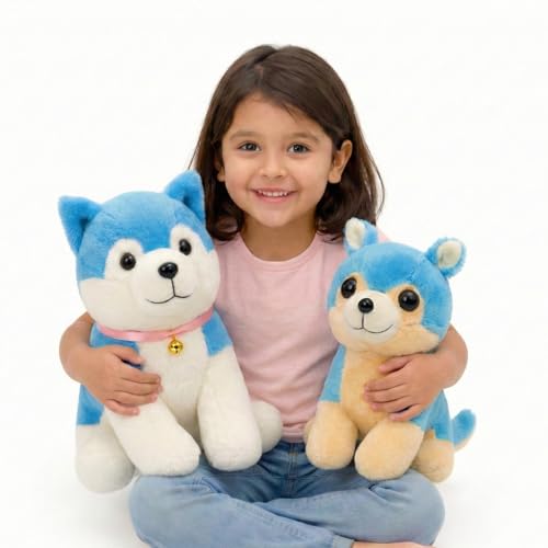 Image of Tabitha Stuffed Toys-Ultra Soft Plush Toy for Kids | Birthday Gifts for Kids and Girls | (Combo of 2 Toys 35 Cm Blue Dog & 25 Cm Blue Cat)