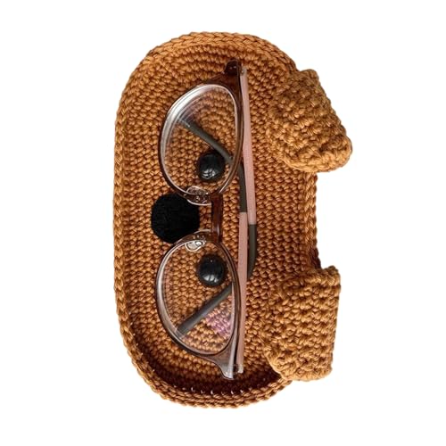 MIADOSHINSE ハンドメイドかぎ針編み動物メガネホルダー、デスク用装飾眼鏡オーガナイザートレイ 楽しい眼鏡収納, J, One Size