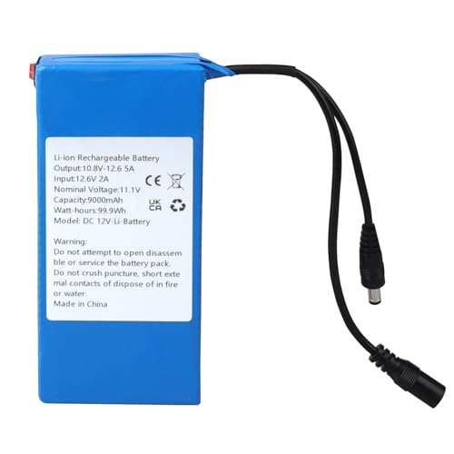 Batterie Lithium-ION Rechargeable MXJFYY 12 V 9000 mAh Compatible avec la Plupart des appareils 12 V, Lampes solaires, Lampes LED, pulvérisateurs, Haut-parleurs, Pianos...