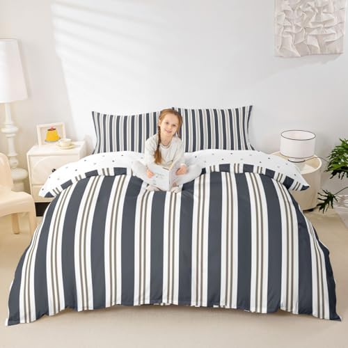 Moroccan Geometric Stripe Duvet Cover Set Full Size,Wide Lines Abstract