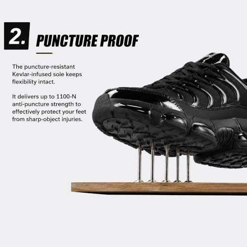 Image of Steel Toe Shoes for Men Women Wide Non Slip Work Shoes Steel Toe Sneakers | Non Slip Breathable Wide Toe Box Tennis Work Shoes Puncture Proof Air Cushioned All‑Day Wear Comfortable Safety Shoes