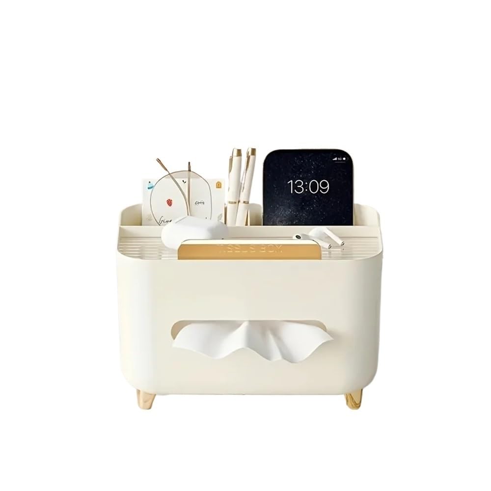 Tissue Box Home Living Room Desktop Multi Functional Desktop Manager For Home Office Desk(Beige)