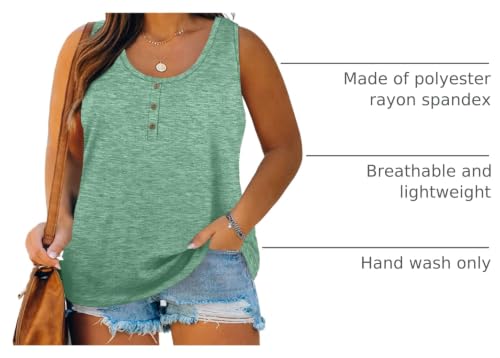 Image of Womens Plus Size Tank Tops Summer Button Down Henley Shirts Sleeveless Tops