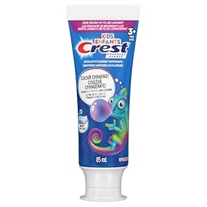 Crest Kid&#39;s Advanced Dentifrice à changement de couleur, saveur chewing-gum, dentifrice au fluorure anticarie pour enfan