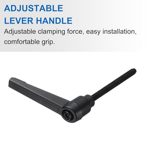 Image of uxcell 4pcs Lever Adjustable Handles M5 x 50mm Metric Male Thread with Nuts Washers, Level Clamping Handle Set Hand Stud Knobs Rotating Screw Handles Bolts with Locking Lever, Black