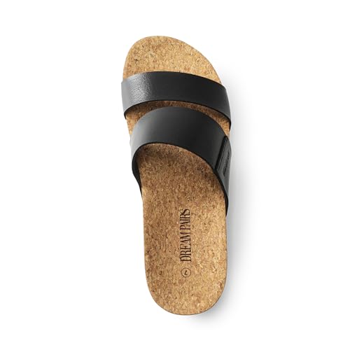 DREAM PAIRS Women's Platform Wedge Sandals with Arch Support, Comfortable Beach Slip-on Flat Sandals, Casual 2-Strap Cork Cushion Slides for Women3