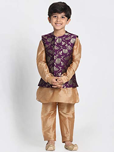 Image of JBN Creation Black Cotton Silk Blend Boys Nehru Modi Jacket
