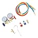 Air Conditioning Pressure Gauge R410 22 134A 3 Way AC Diagnostic Manifold Gauge Tube Set Refrigerant Charging Tool with Adjustable Hose for Automotive HVAC Maintenance