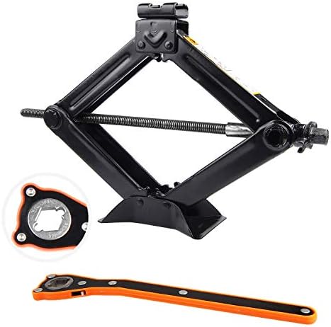 CPROSP Scissor Jack for car/SUV/MPV max 1.5 Tons(3,307 lbs) Capacity with Hand Crank Trolley Lifter with Ratchet, Just for Emergency Use, not for Weekly Projects