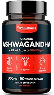 Ashwagandha Root 500mg Capsules – [90 Count] Herbal Supplement 100% Organic Vegan Extract