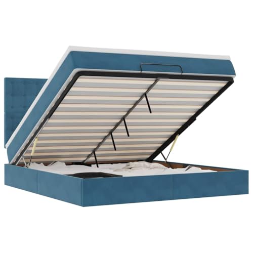 lattenroste Bed Frame betten futonbettOttoman-Bett mit Matratzen Dunkelgrau 200x200 cm SamtGeeignet für Schlafzimmer – Bild 3