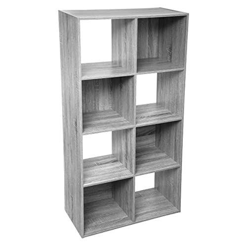 Five - Meuble Etagère de Rangement en Bois Gris 8 Cases Mix n' modul